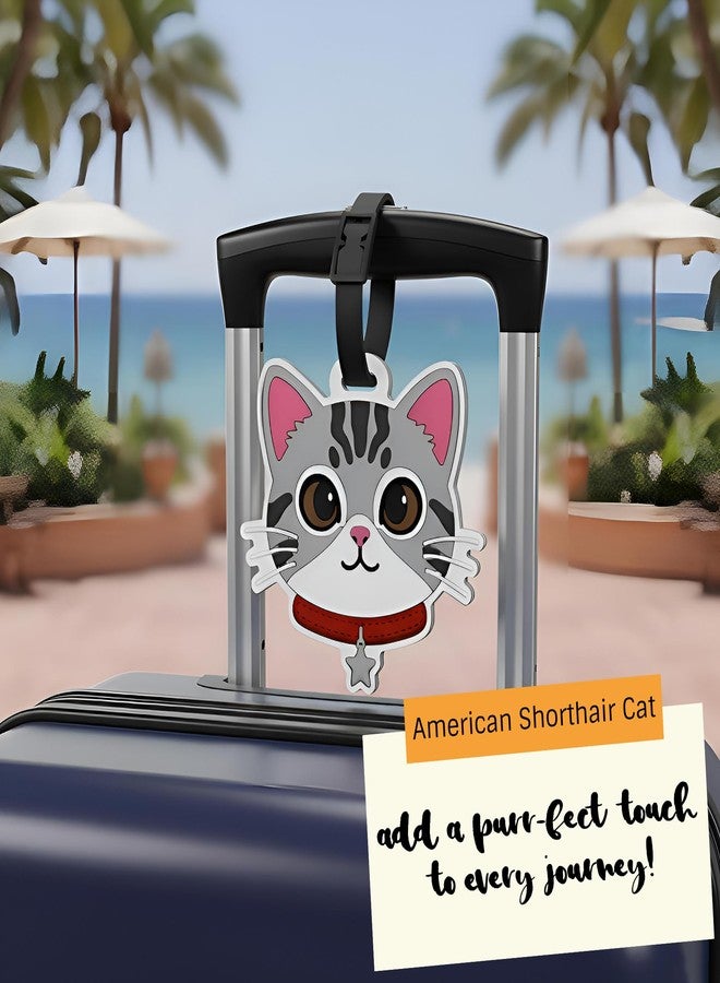 ANINIUCN Luggage Tags for Suitcases - Cute American Shorthair Cat Travel ID Tag, Soft Silicone Animal Bag Tag for Kids, Teens & Adults, Perfect for Backpacks, Gym Bags & Family Vacations - Image 5